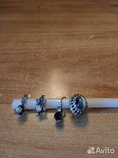 Серьги серебро СССР 875 проба