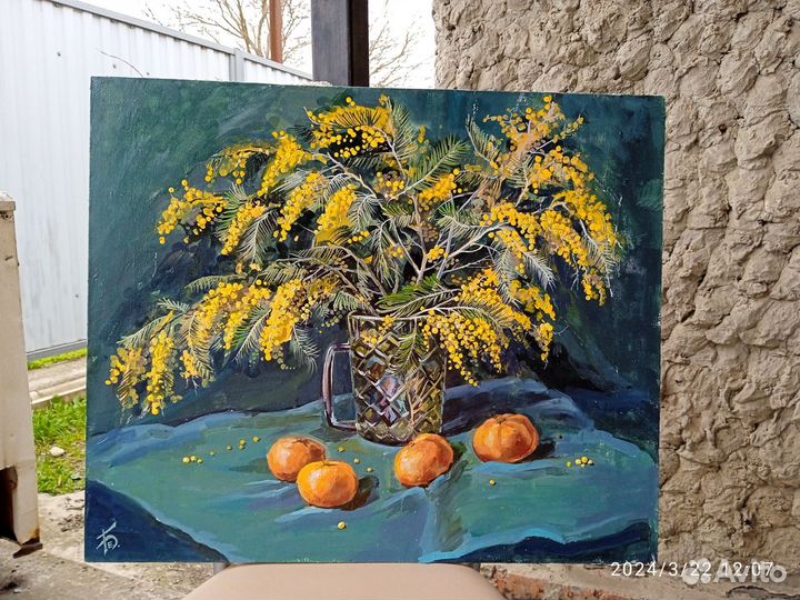 Картина маслом мимоза