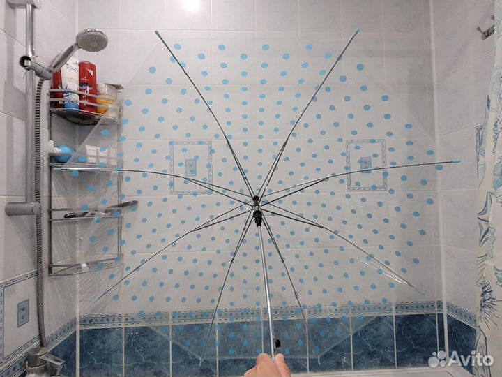 Зонт трость детский прозрачный в горошек Новый