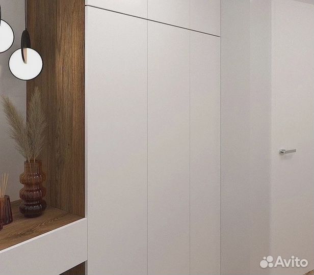 Белый шкаф в прихожую без ручек на заказ