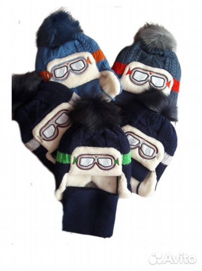 Шапка с шарфом для мальчика