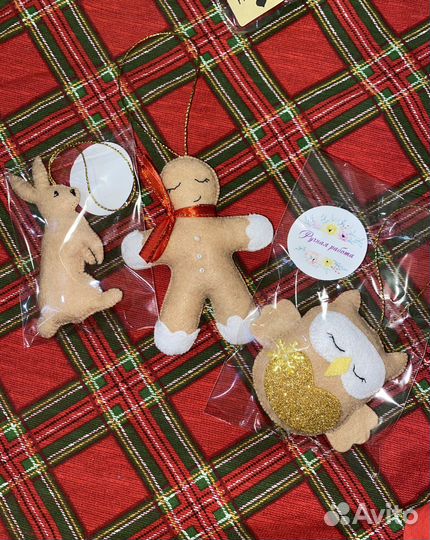 Елочные игрушки из фетра ручная работа новогодние