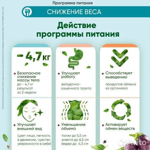 Меню для похудения 4,7 кг питание