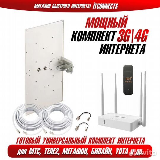 Комплект WiFi 4G Интернета с Мощной Антенной