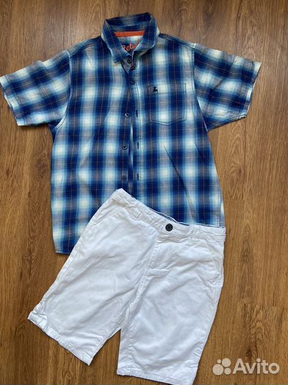 Шорты белые 146 рубашка