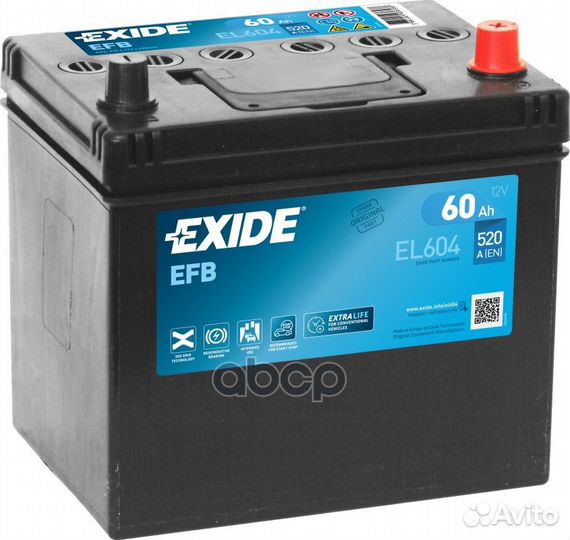 Exide EL604 EFB аккумуляторная батарея 19.5/17