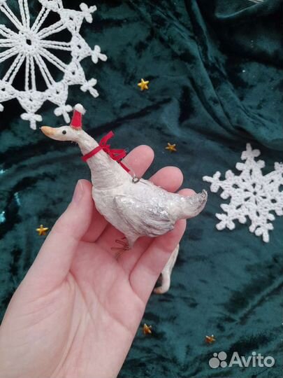 Ватные игрушки: Слоник и гусь на ёлку