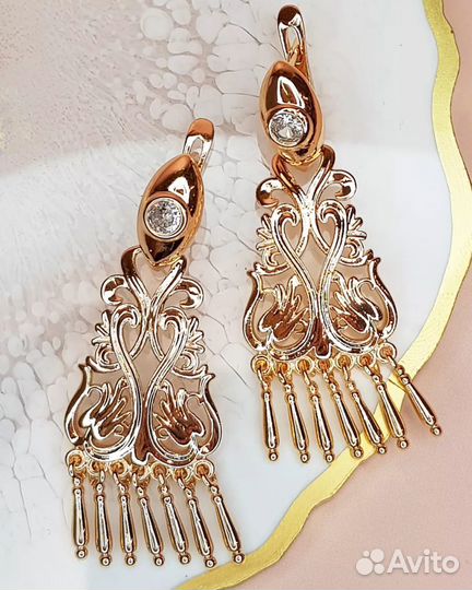 Серьги дубайское золото Этно розн / возможно оптом