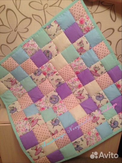Лоскутное конверт-одеяло на выписку 90х90см