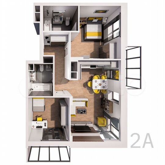2-к. квартира, 78,5 м², 7/25 эт.