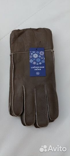 Натуральные дублёные мужские перчатки