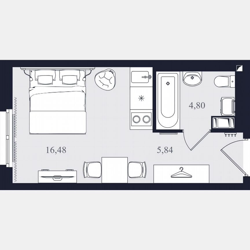 Апартаменты-студия, 27,1 м², 24/24 эт.
