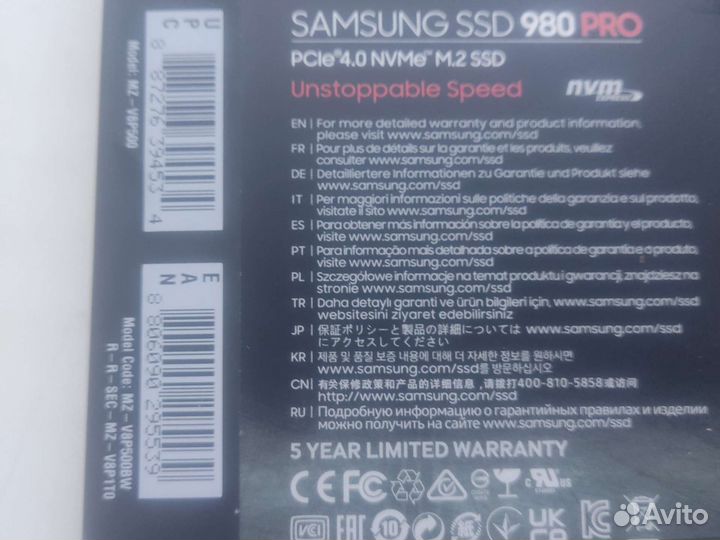 Ssd m.2 2280 nvme samsung 980pro 500gb,1tb,2tb