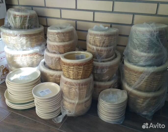 Горшки керамические глазурованные лозой