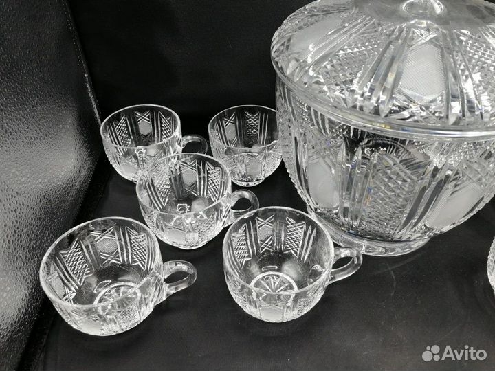 Набор Крюшонница 3,7л + 10 чашек хрусталь Чехия