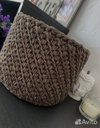 Вязаные корзинки ручной работы