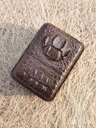 Портсигар из кожи крокодила, змеи, ската, питона
