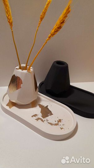 Набор из гипса /вазочка для сухоцветов