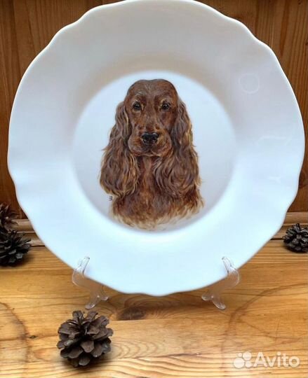 Портрет питомца по фотографии на тарелке
