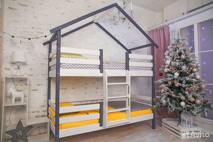 Кровать двухъярусная трансформер из березы