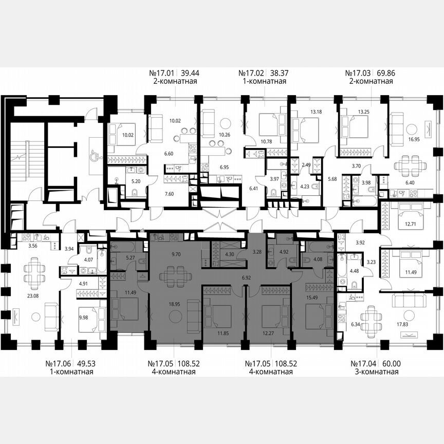 4-к. квартира, 108,5 м², 17/21 эт.