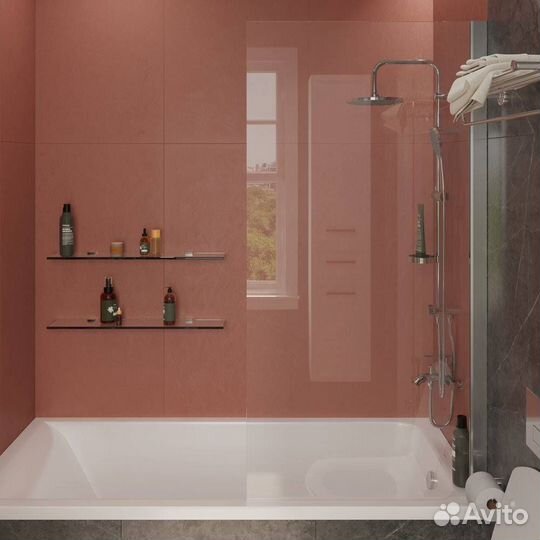 Шторка на ванну stworki Стокгольм GV-861 MT 90х150 см, профиль хром матовый