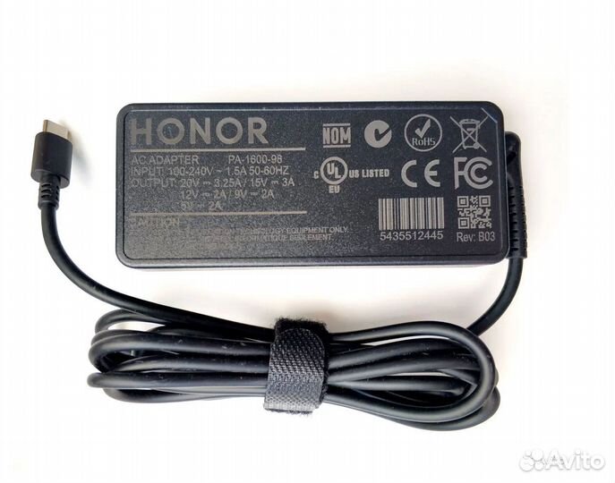 Зарядка ноутбука Honor MagicBook Huawei Type-C 65W