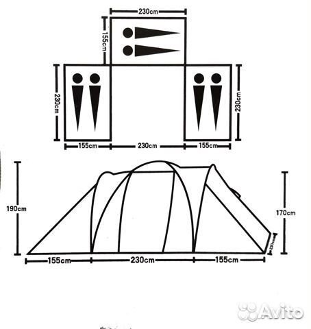 Палатка туристическая 6-ти местная lanyu 1699-3