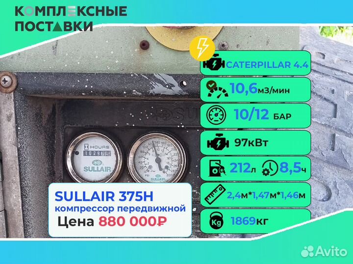 Компрессор Sullair 10,6 куб.м 12бар документы