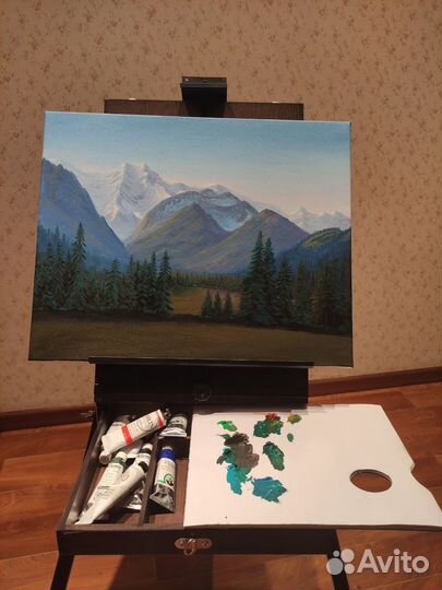 Картина маслом на холсте пейзаж горы природа
