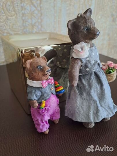 Ватные елочные игрушки. Медведи