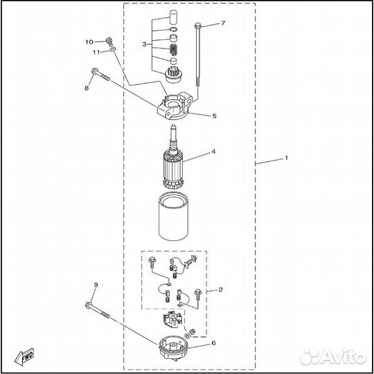 Электростартер Yamaha (Ямаха) 30-40 л.с 4 такта