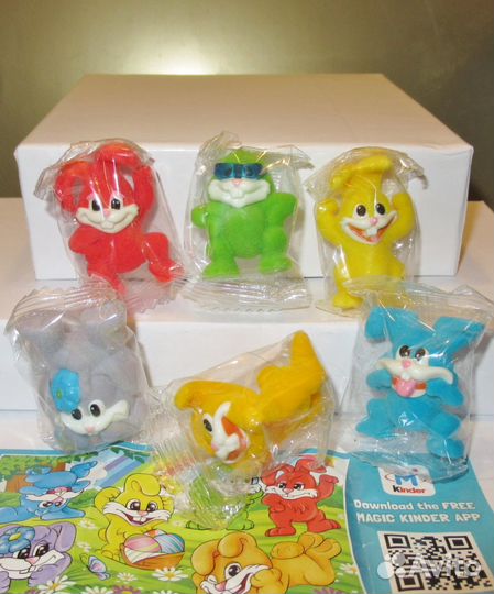 Киндер пасхальные цыплята лягушки, бархатные зайцы
