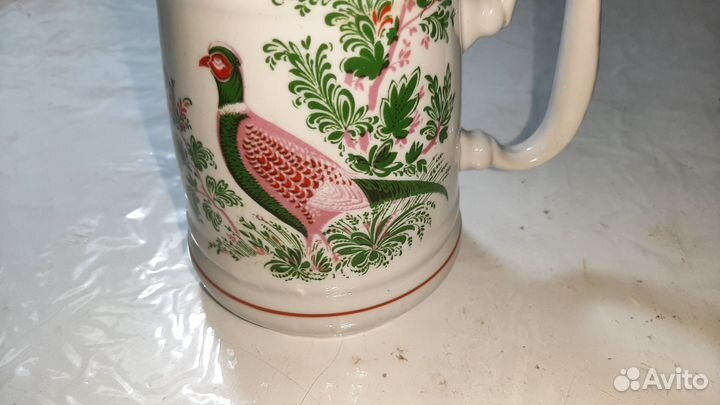 Фарфоровая пивная кружка СССР (фазаны) Вербилки