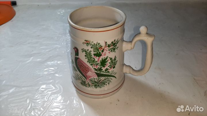 Фарфоровая пивная кружка СССР (фазаны) Вербилки