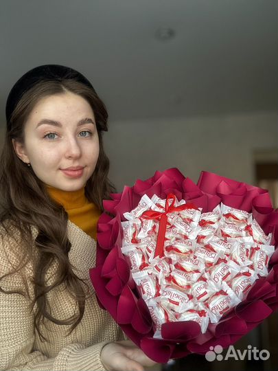 Сладкая валентинка, сердце букет на 14 феврал