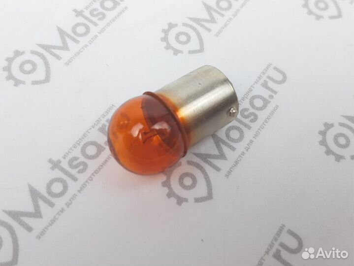 Лампа 12В 10Вт с цоколем Желтая (BA15s)