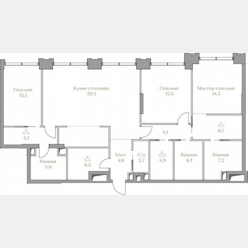 3-к. квартира, 134,9 м², 16/18 эт.