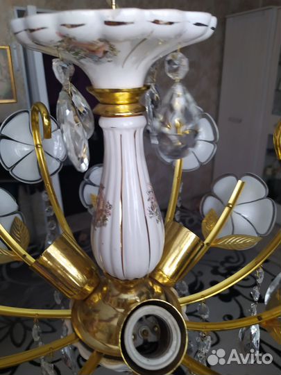 Люстра винтаж СССР фарфор, хрусталь
