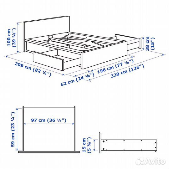 Кровать IKEA Malm + матрас