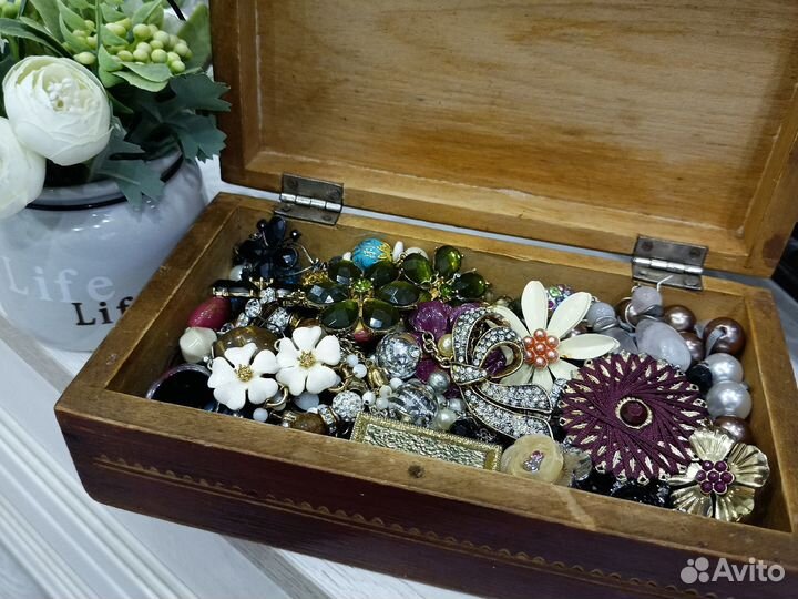 Бижутерия пакетом, винтаж и современная + шкатулка
