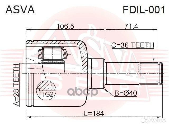 ШРУС внутренний левый 28х40х36 fdil-001 asva