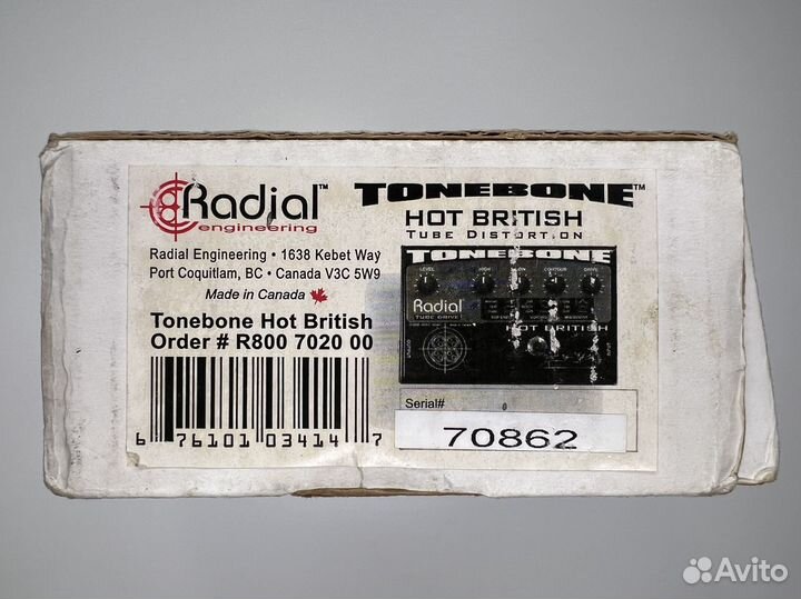 Педаль дисторшн Radial Tonebone Hot British