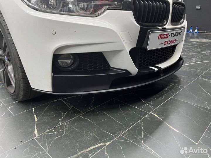 Губа стиль M-Performance черный мат BMW 3 F30 ф30