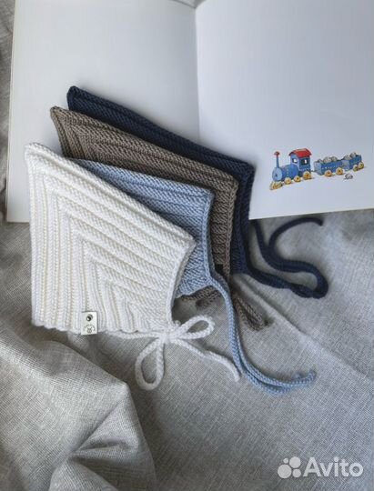 Новая шапочка для малыша синяя на 1-2г