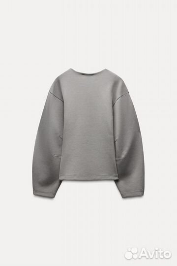 Новый приталенный серый свитшот Zara