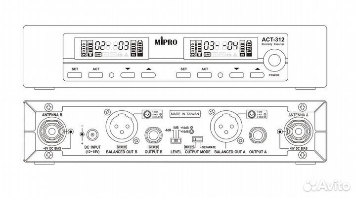 Приемник mipro ACT-312 (518-542 MHz)