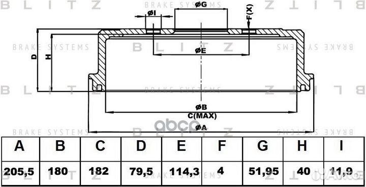 Барабан тормозной BT0128 Blitz