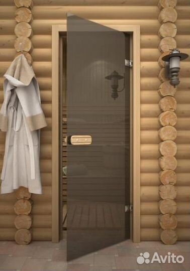 Дверь для сауны стеклянная (серое) 7/20, коробка о