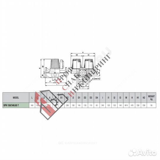 Насос DPH 150/340.65 T PN10 3х230-400В/50Гц DAB 50